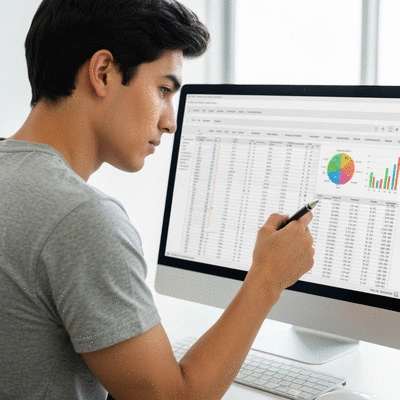 User analyzing data in Excel