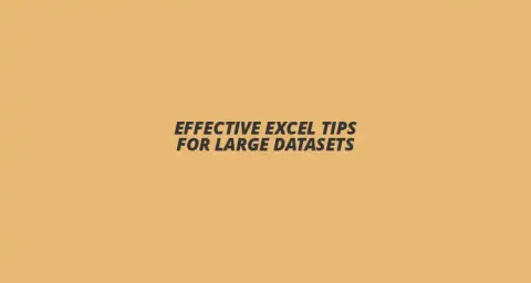 excel tips for working with large datasets